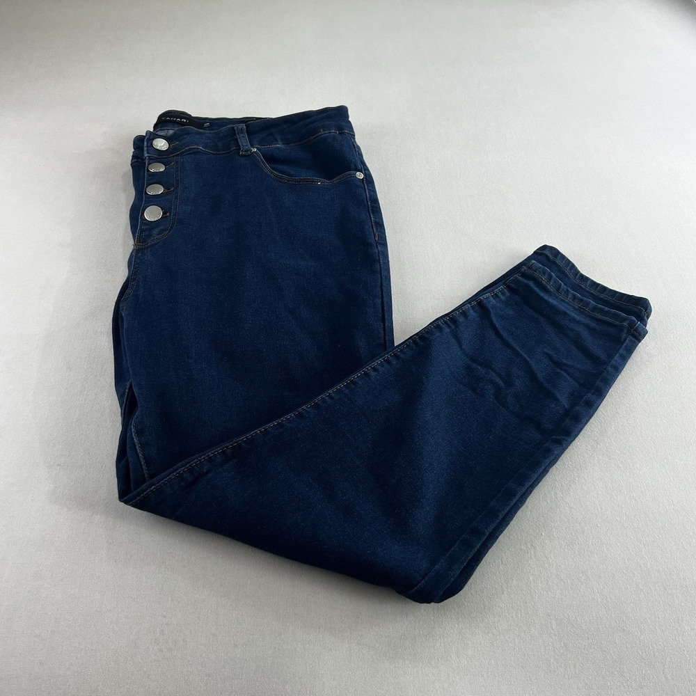 Tahari Amelia Skinny Jeans Womens 20W Dark Wash Blue Button Fly High Rise Denim